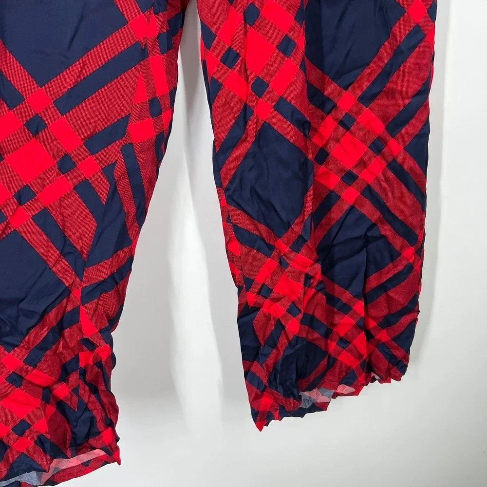 Aerie Women XXL Red Navy Blue Plaid Pajama Pants Wide Leg Sleepwear